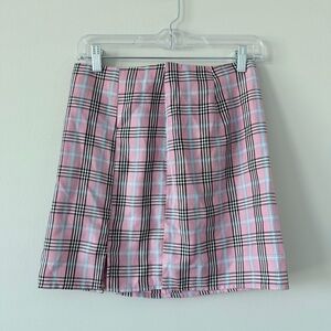 Pink Plaid Women's Skirt